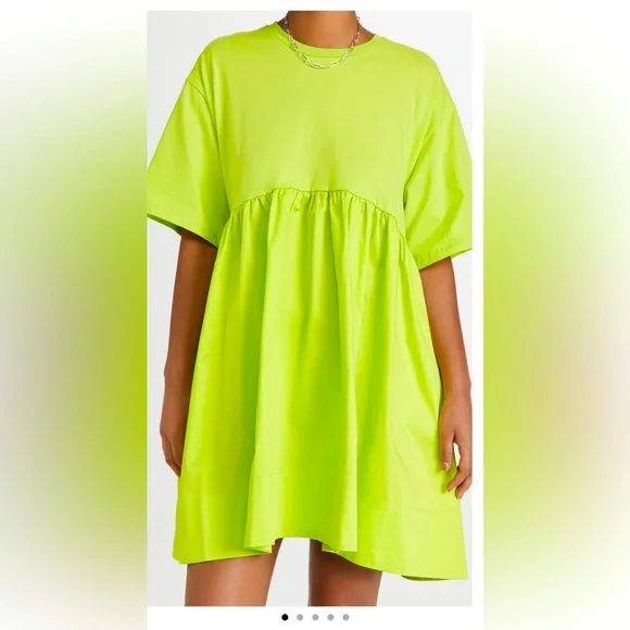 Cynthia Rowley | Dresses | Cynthia Rowley Cotton Bree Tshirt Dress Neon  Yellow Green Size L Xl Oversized | Poshmark